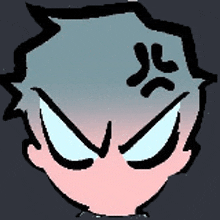 a cartoon drawing of a boy with a angry expression on his face