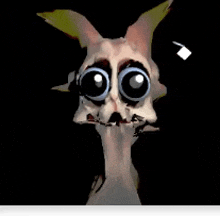 a cartoon rabbit with big eyes and ears is looking at the camera .