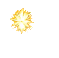 a yellow circle with a white flower in the middle on a white background