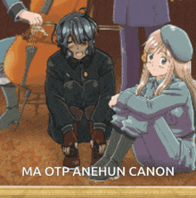a picture of a group of anime characters with the caption ma otp anehun canon