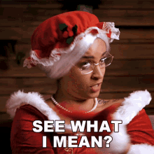 See What I Mean Mrs Claus GIF - See What I Mean Mrs Claus Lilly Singh GIFs