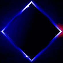 a black square with a yellow border is surrounded by green and red lights