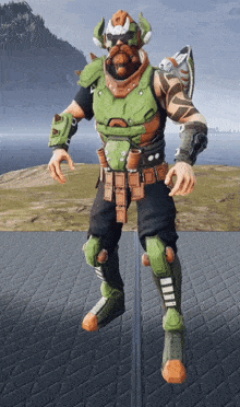 a video game character is standing on a brick surface