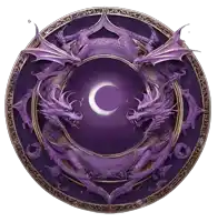 a purple dragon with a crescent moon in the middle of it