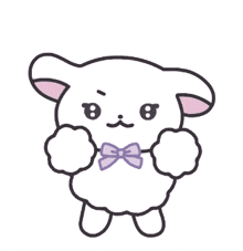 a cartoon sheep with a purple bow tie is giving a thumbs up sign .