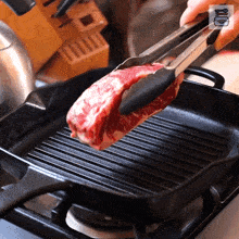 Putting The Meat In The Pan Food Box Hq GIF