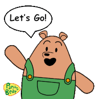 a cartoon of a bear with a speech bubble that says let 's go