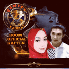 a poster for banten family room official kapten with a man and woman