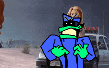 a cartoon drawing of a police officer with a license plate that says x25-0876