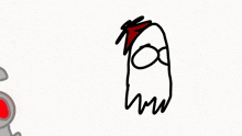 a cartoon drawing of a ghost with a red bow on its head .