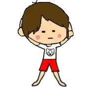 a cartoon of a boy wearing a white shirt with a lion on it