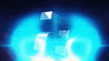 a blue background with a white object in the center