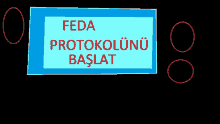a blue sign that says feda protocolunu baslat in red