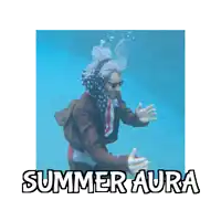 a man in a suit and tie is underwater with the words summer aura below him
