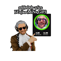 a man in a suit points to a picture of benjamin 's gifs and says " you sure about that "