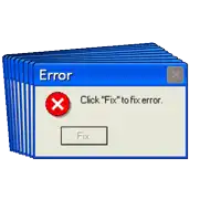 a stack of error messages that say " click " fix " to fix error