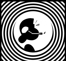 a black and white optical illusion of a person smoking a cigarette