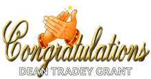 a congratulations dean tradey grant logo with two hands
