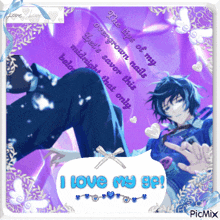 a picture of a boy with the words i love my bf on it