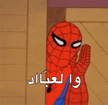 a cartoon of a spider-man with arabic writing on it