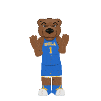 a mascot for the ucla basketball team is waving