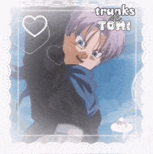a picture of trunks from dragon ball z with the words trunks de toni above him