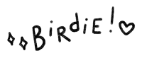 a black and white drawing of the word birdie with a heart