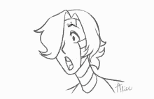a black and white drawing of a person with a triangle on their head .