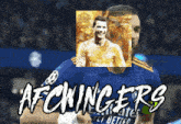 a soccer player with a picture of a soccer player and the words afcwingers on the bottom
