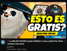 an advertisement for zenless zone zero with a panda bear