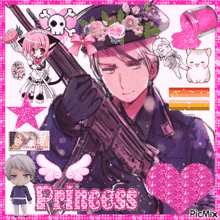 a picture of a man with a gun and the word princess