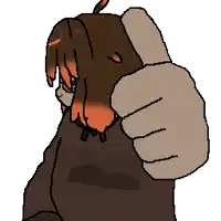 a pixel art of a person giving a thumbs up sign