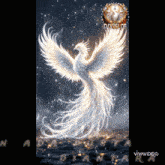 a painting of a white phoenix with the words divistas on the bottom right
