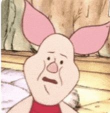 piglet from winnie the pooh is crying with a sad look on his face .