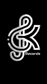 the logo for records is a treble clef with a swirl around it on a black background .