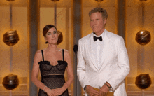 Will Ferrell Kristen Wiig GIF - Will Ferrell Kristen Wiig Golden Globes 2024 GIFs