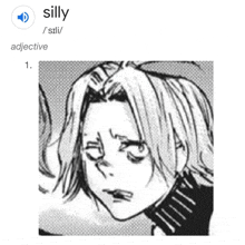a black and white drawing of a person with the word silly written above it