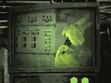 a drawing of a rabbit on a screen with a few buttons