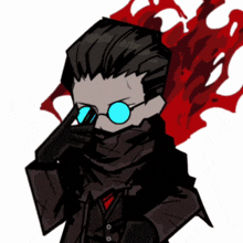 a drawing of a man with glasses and a scarf