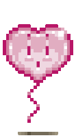 a pixel art of a heart shaped balloon with a surprised face