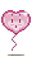 a pixel art of a heart shaped balloon with a surprised face