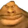 a close up of a cartoon character 's face with a very angry expression .
