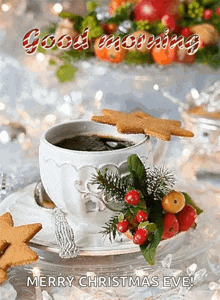 Good Morning Coffee GIF - Good Morning Coffee Christmas Cookies GIFs
