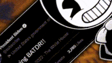 a black and white image of a cartoon character with the word batdr on it