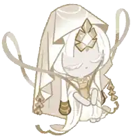a cartoon character with a white veil on her head
