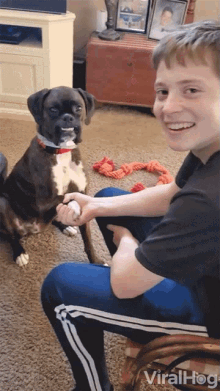 smiling dog viralhog handshake happy dog grin