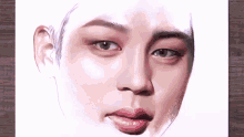a drawing of a man 's face with his mouth open