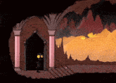 a cartoon drawing of a man standing in a doorway