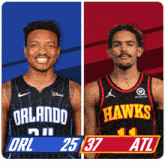 two basketball players one from the orlando magic and the other from the hawks