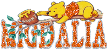 a winnie the pooh laying on a tree branch with a jar of honey